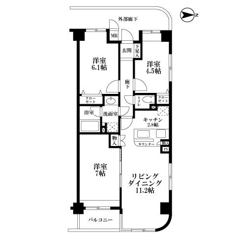 エドコモン西早稲田211の間取り