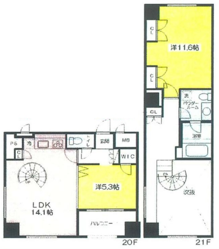 新宿区新宿のマンションの間取り