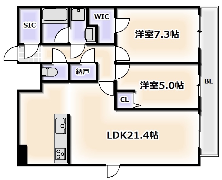 大阪市浪速区戎本町のマンションの間取り