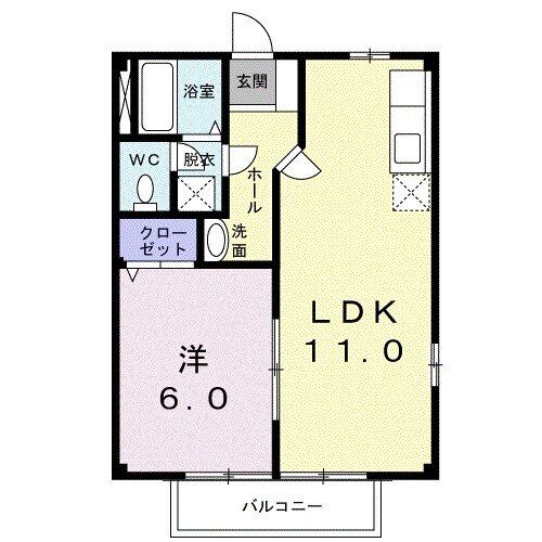 八代市田中西町のアパートの間取り