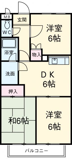 豊田市金谷町のアパートの間取り