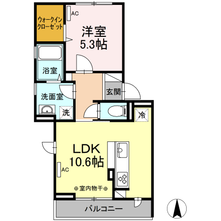 高知市薊野中町のアパートの間取り