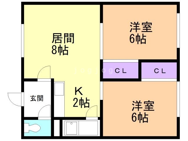 札幌市西区福井のアパートの間取り