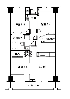 和光市丸山台　３ＬＤＫ・サニーヒルズ和光の間取り