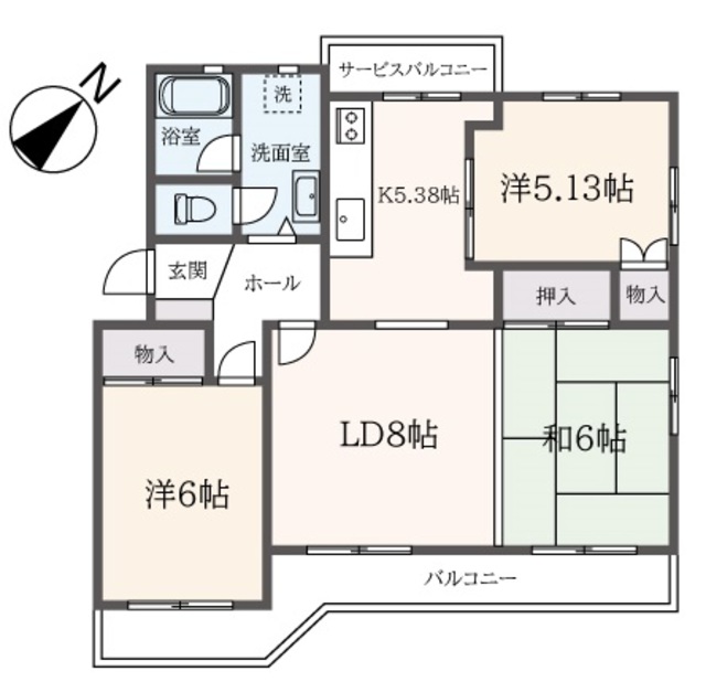 希望ヶ丘グリーンハイツ　2号棟の間取り