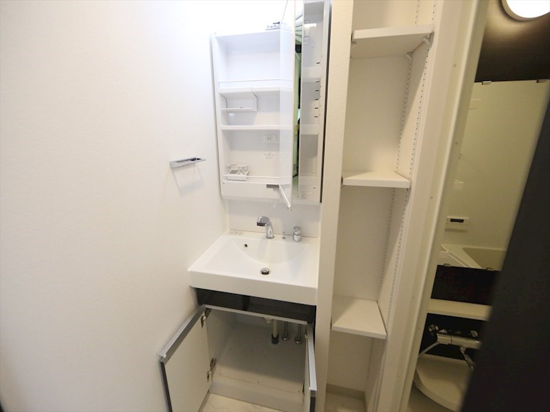 バス・シャワールーム　脱衣所　独立洗面台（シャンプードレッサー付）収納スペース有