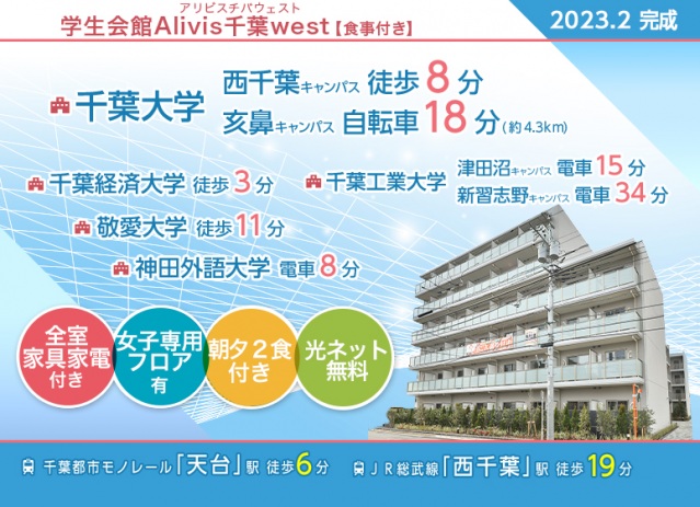 その他　2023年2月完成の千葉大学生協認定おすすめ学生会館！食事付