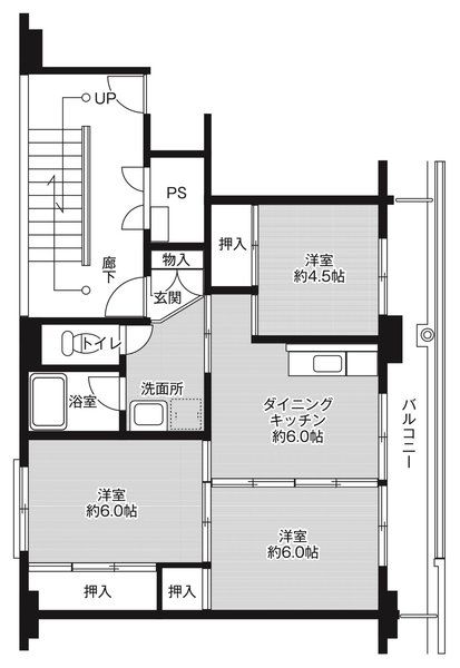 関東鉄道常総線 騰波ノ江駅 徒歩60分 5階建 築34年の間取り写真