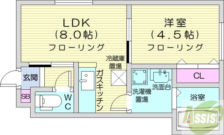 地下鉄南北線 北１８条駅 徒歩9分 3階建 築23年の間取り写真