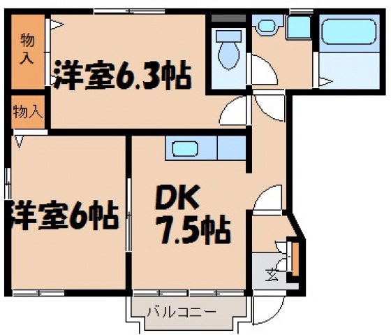 安芸郡熊野町城之堀のアパートの間取り