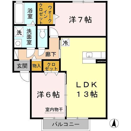 丹波市柏原町南多田のアパートの間取り