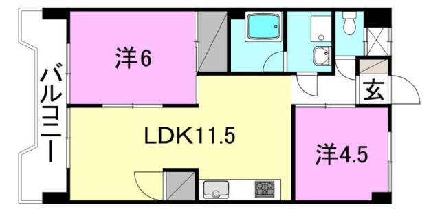 松山市内宮町のマンションの間取り