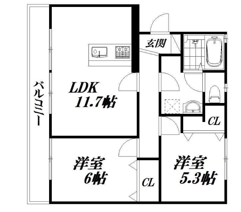 浜松市中央区根洗町のマンションの間取り