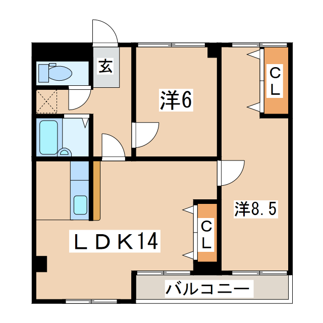 須賀川市緑町のマンションの間取り