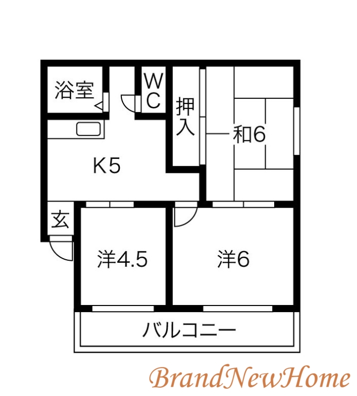 堺市北区百舌鳥陵南町のマンションの間取り