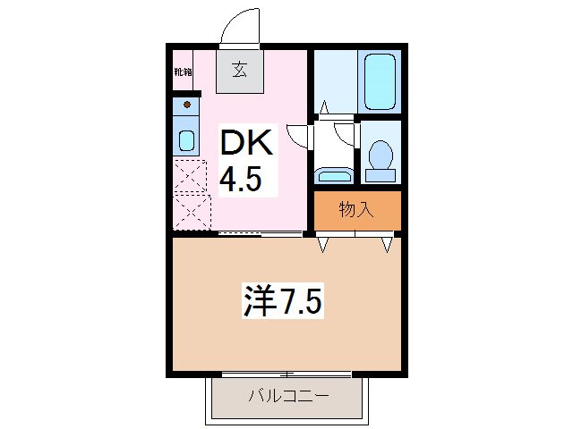 松本市両島のアパートの間取り