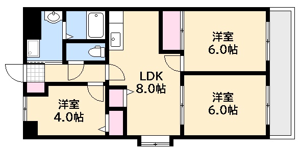 広島市西区三篠北町のマンションの間取り