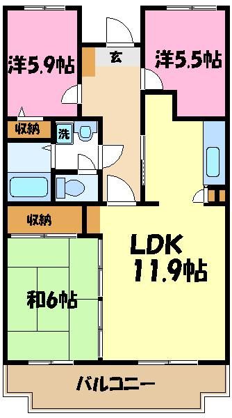 川崎市宮前区平のマンションの間取り