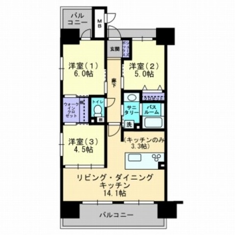 アルファライフ岡大医学部前の間取り