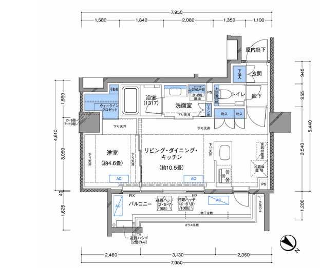 横浜市南区高根町のマンションの間取り