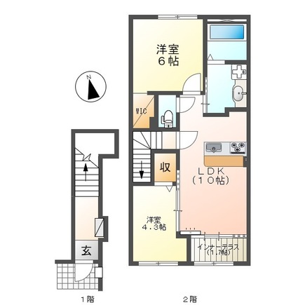 豊川市中央通のアパートの間取り