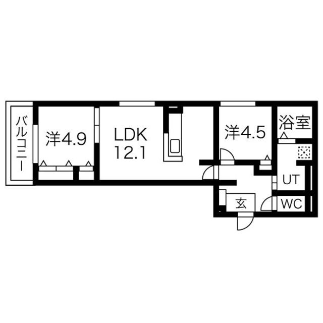 京都市右京区山ノ内山ノ下町のアパートの間取り