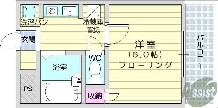 仙台市若林区若林のマンションの間取り