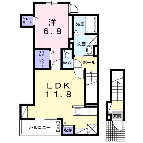 ルミナス篠栗北　弐番館　Ａの間取り