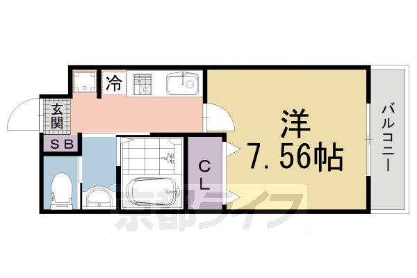 京都市伏見区深草西浦町８丁目のアパートの間取り