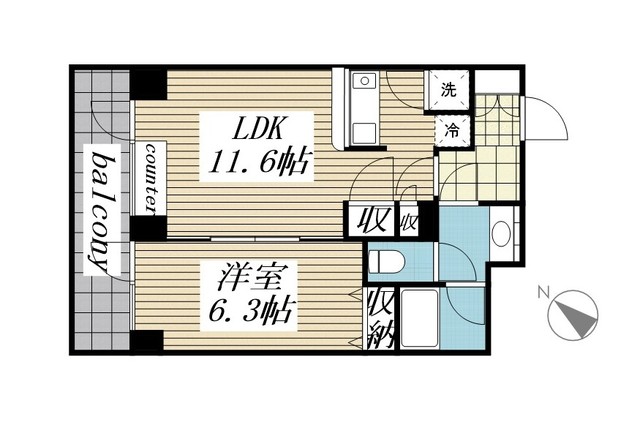 中央区日本橋中洲のマンションの間取り