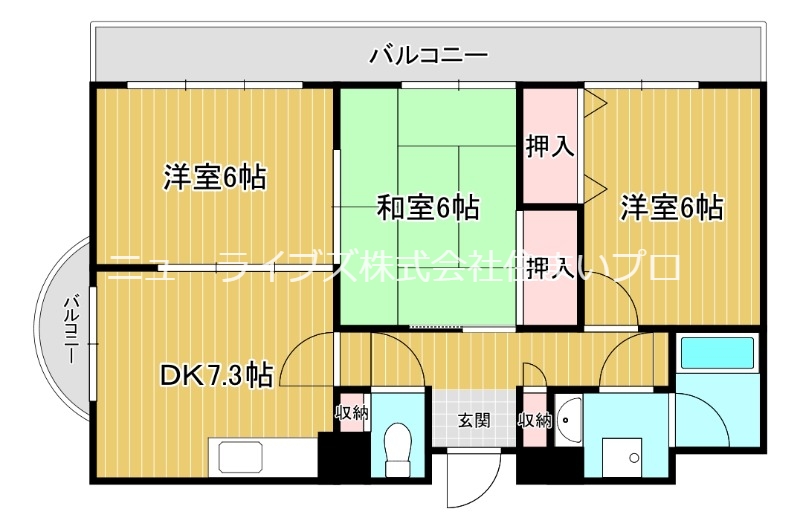 門真市北岸和田のマンションの間取り