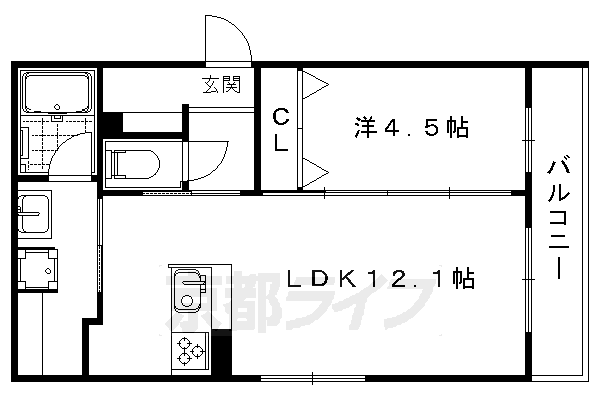 京都市北区上賀茂豊田町のマンションの間取り