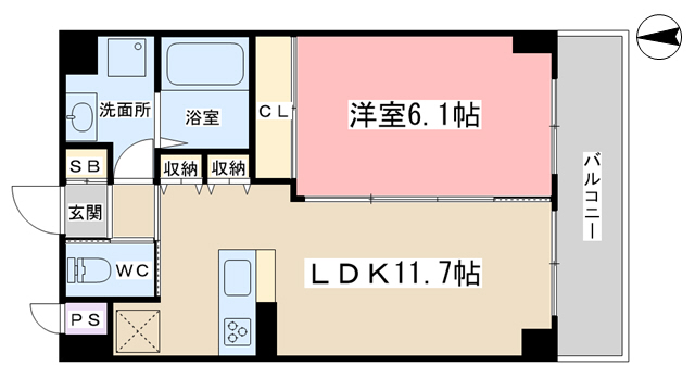 京都市山科区竹鼻扇町のマンションの間取り