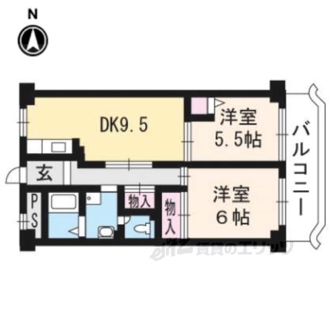 京都市南区吉祥院定成町のマンションの間取り