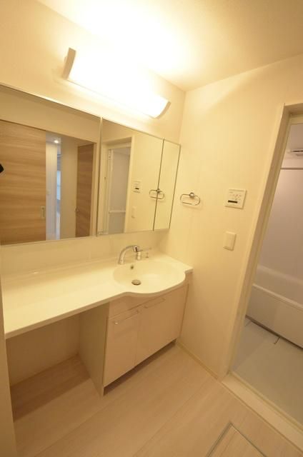 洗面設備　★シャワー付き大型鏡面化粧台★