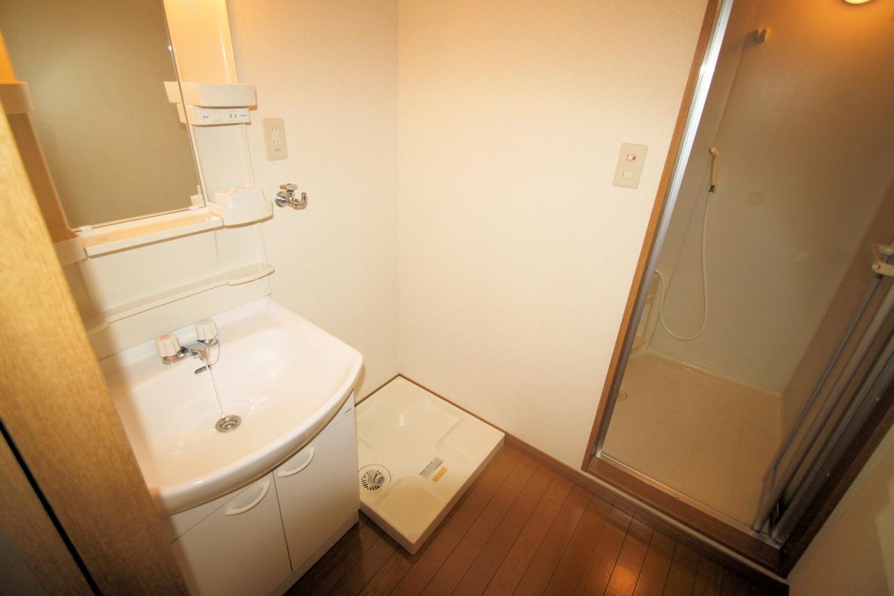 洗面設備　洗面脱衣所で室内洗濯機置場です