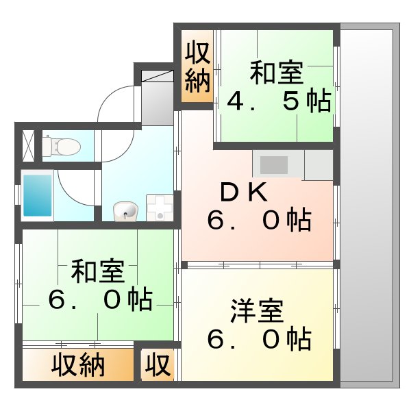 さぬき市造田野間田のマンションの間取り