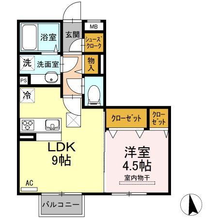 ロイジェントパークス広野　Ｈの間取り