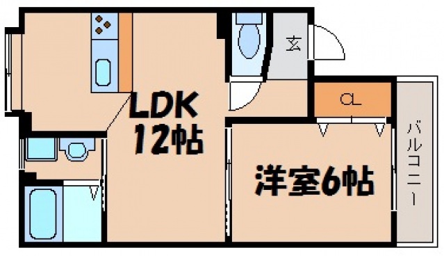 ＪＲ山陽本線 向洋駅 徒歩13分 5階建 築54年の間取り写真