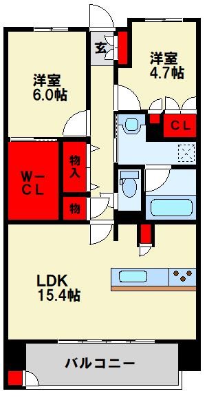 北九州市八幡東区高見のマンションの間取り