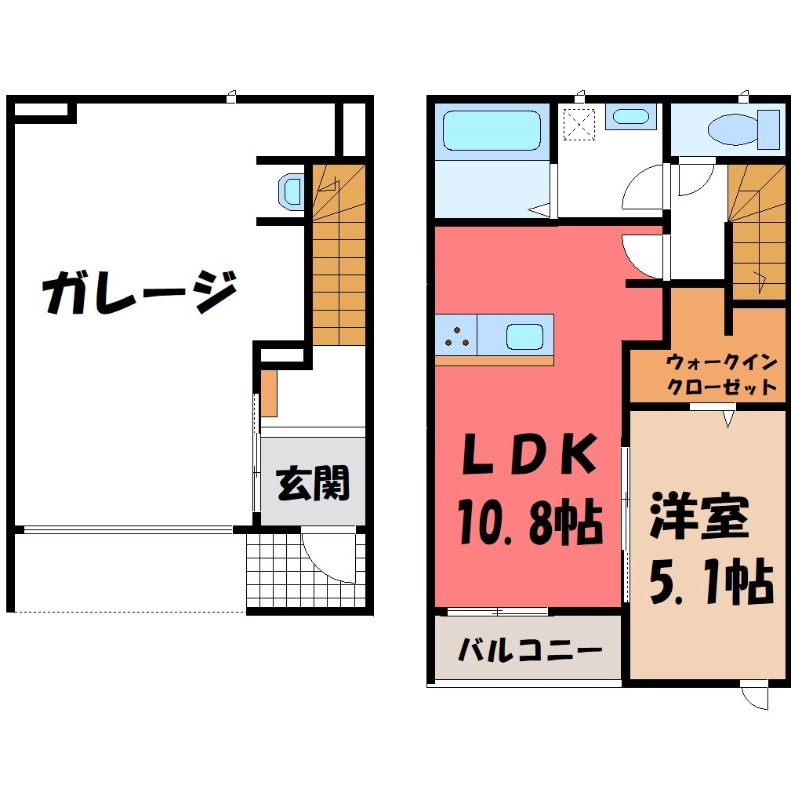 下都賀郡壬生町大字壬生丁のアパートの間取り