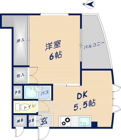 東大阪市末広町のマンションの間取り