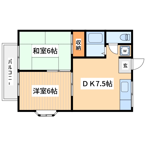 府中市紅葉丘のアパートの間取り