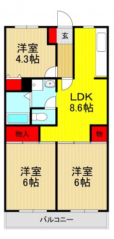 川口市東領家のマンションの間取り