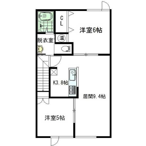 旭川市永山十二条のアパートの間取り