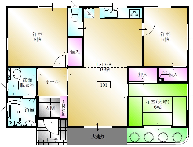 多賀台ヒルズアパート3号棟の間取り