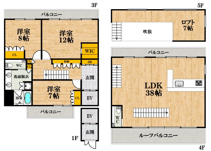 大阪市阿倍野区北畠のマンションの間取り