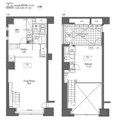 港区東新橋のマンションの間取り