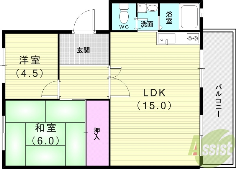 神戸市北区甲栄台のマンションの間取り