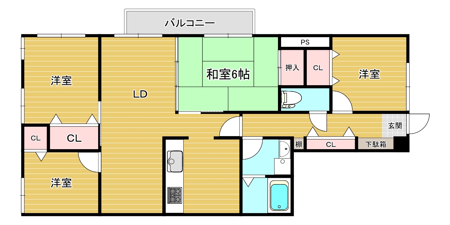 泉佐野市羽倉崎のマンションの間取り